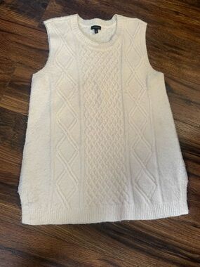 Talbots Cream Cable-Knit Crew Sweater Vest